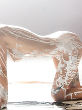 Rachel Harris getting all dirty, all for the art
