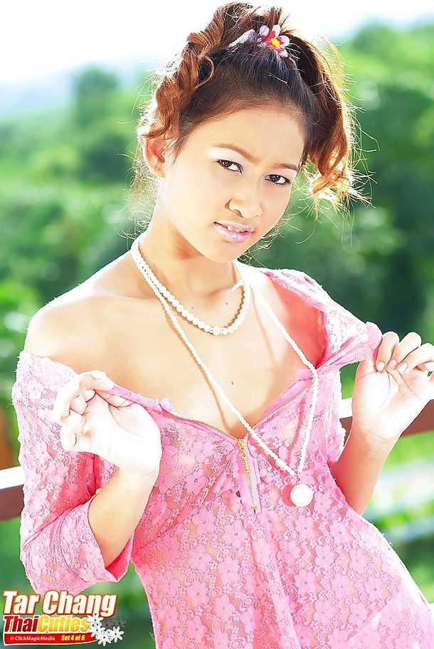 Pretty Tar Chang slowly takes down her Pink Dress