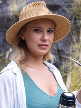 Casey Performs An Outdoor Striptease At A Rustic Venue Showcasing Her Painted Nails - Photo 00