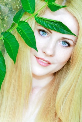 Young Fresh Blonde Goddess Fay Love In sexy Green