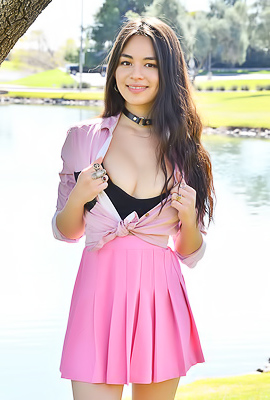 Asian Beauty Showing Pussy In A Park