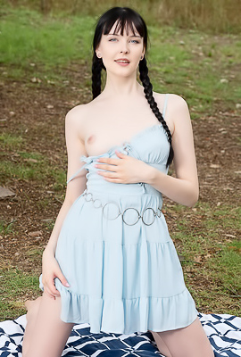 Amelia Riven Her Long Black Hair In Pigtails And A Naughty Look In Her Stunning Blue Eyes