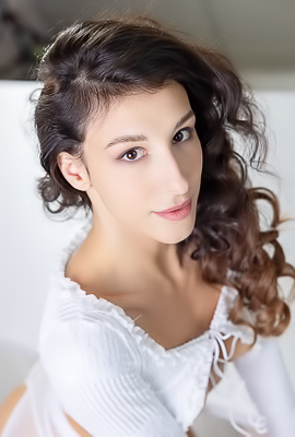 Luna Ortega Leggy Spanish Brunette Reclines On The Cool Marble Surface