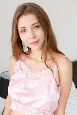 Mila Azul Teases In Pink Silk Lingerie With Irresistible Solo Play On Crisp Sheets