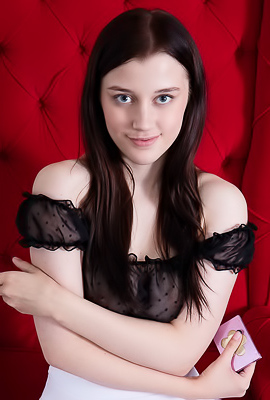 Enid Teases With An Upskirt Glimpse Of Her Plump Lips While Bending Over In Lace