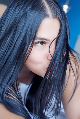 Kendall Blue Moans Softly as Skilled Fingers Trail Down Lips, Hauted by White Sheets
